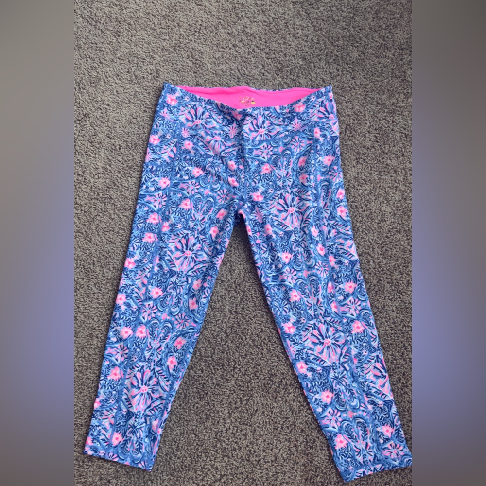 Lilly Pulitzer Luxletic Weekender Midi Leggings Blue Peri Takin It Easy
